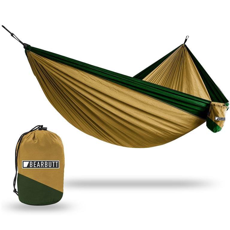 Bear Butt Hammock - USA Brand 2 Person Double Camping Parachute Hammocks XL 10 Foot Nylon Portable Outdoor Camp, Hiking & Travel Lounger Heavy Duty BearButt Gear Holds 700lb Sitting Hanging